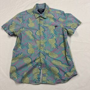 Chubbies Shirt Men Small Blue Pineapple Hawaiian Short Sleeve Pool Party S